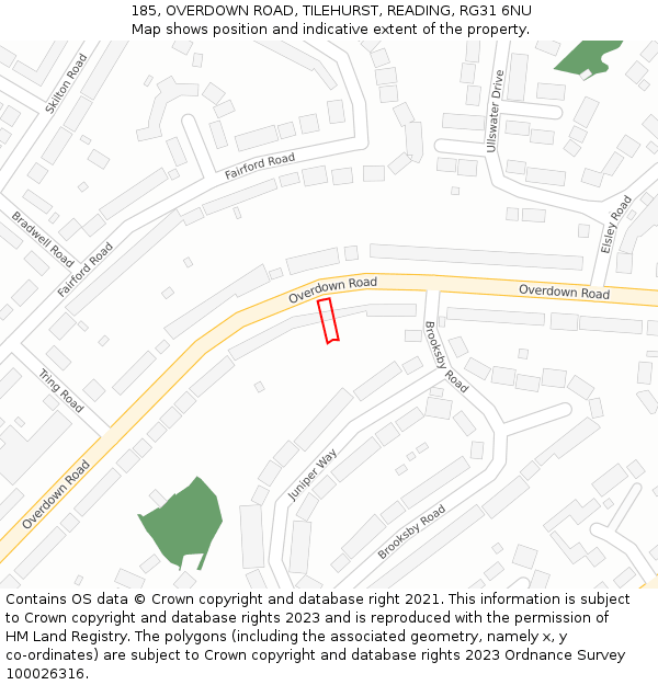 185, OVERDOWN ROAD, TILEHURST, READING, RG31 6NU: Location map and indicative extent of plot
