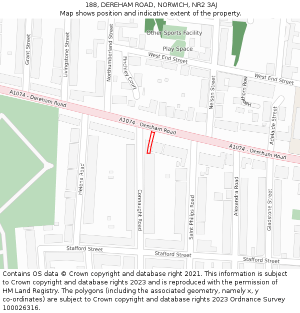 188, DEREHAM ROAD, NORWICH, NR2 3AJ: Location map and indicative extent of plot