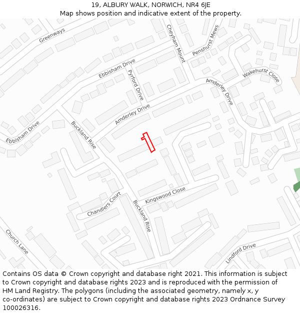 19, ALBURY WALK, NORWICH, NR4 6JE: Location map and indicative extent of plot