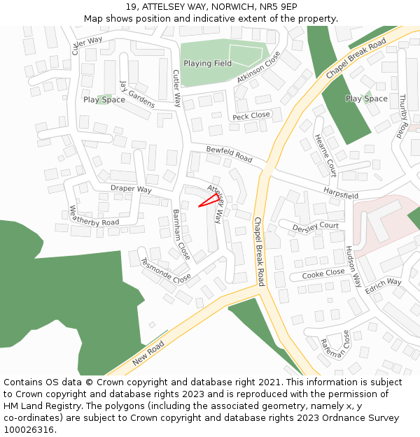 19, ATTELSEY WAY, NORWICH, NR5 9EP: Location map and indicative extent of plot
