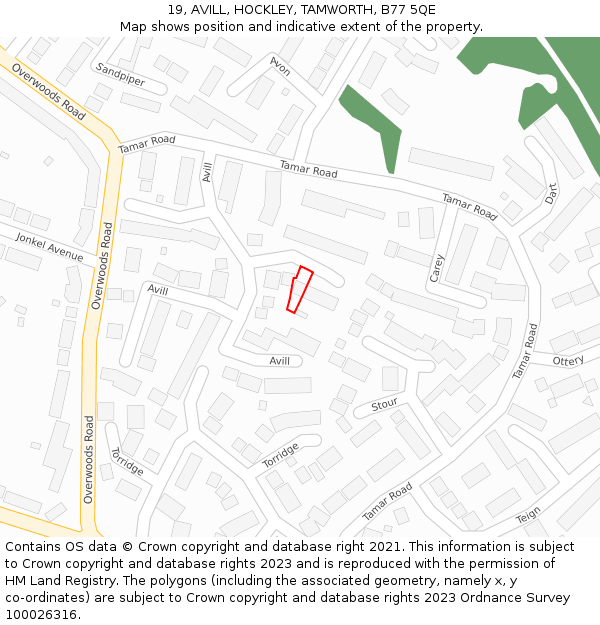 19, AVILL, HOCKLEY, TAMWORTH, B77 5QE: Location map and indicative extent of plot