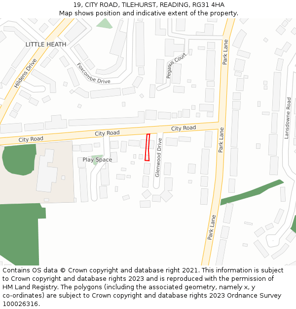 19, CITY ROAD, TILEHURST, READING, RG31 4HA: Location map and indicative extent of plot