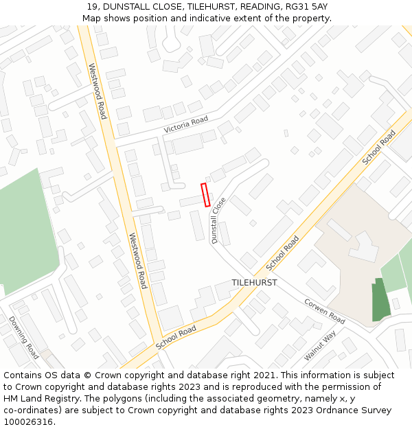 19, DUNSTALL CLOSE, TILEHURST, READING, RG31 5AY: Location map and indicative extent of plot