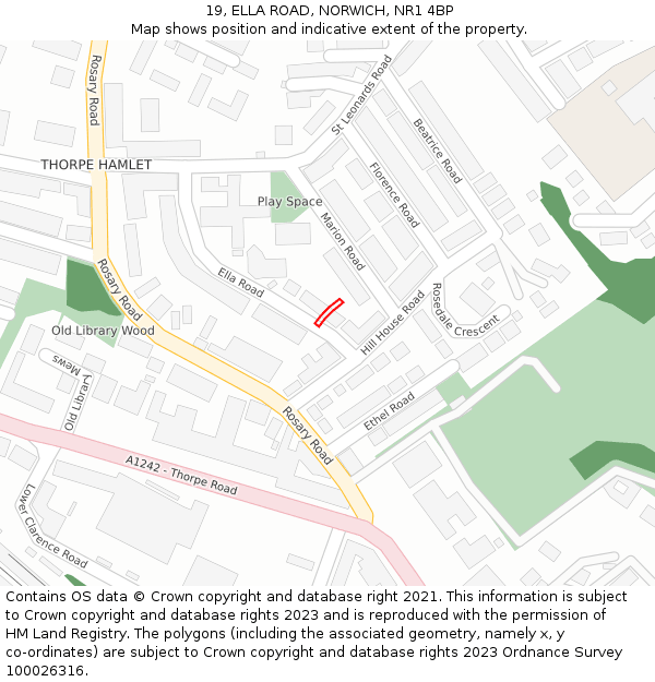 19, ELLA ROAD, NORWICH, NR1 4BP: Location map and indicative extent of plot