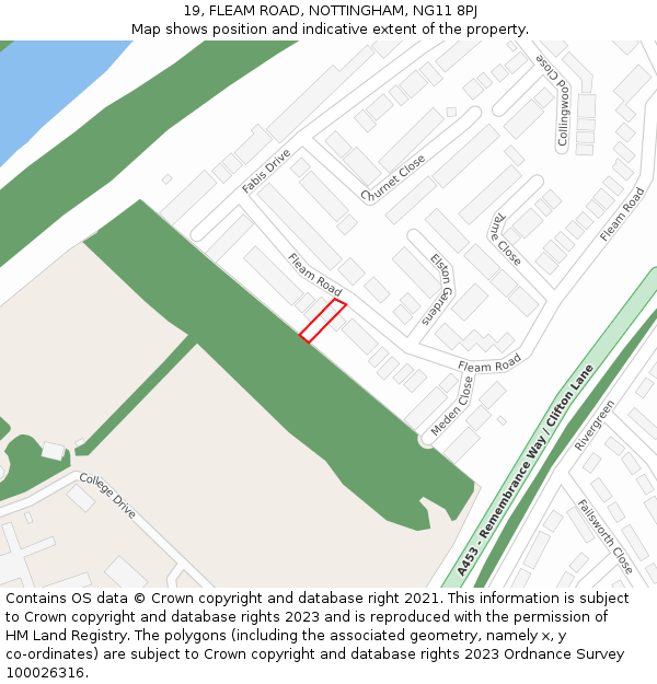 19, FLEAM ROAD, NOTTINGHAM, NG11 8PJ: Location map and indicative extent of plot