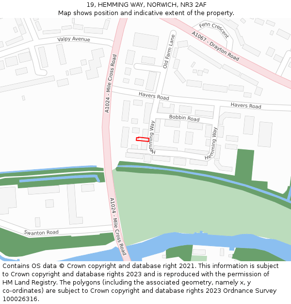 19, HEMMING WAY, NORWICH, NR3 2AF: Location map and indicative extent of plot