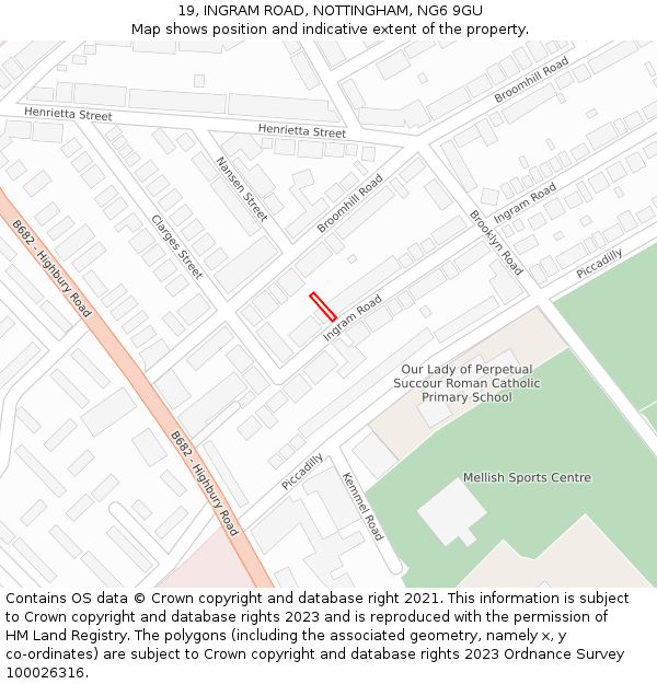 19, INGRAM ROAD, NOTTINGHAM, NG6 9GU: Location map and indicative extent of plot