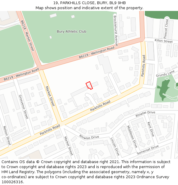 19, PARKHILLS CLOSE, BURY, BL9 9HB: Location map and indicative extent of plot