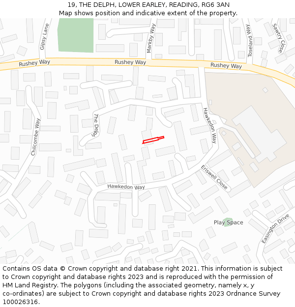 19, THE DELPH, LOWER EARLEY, READING, RG6 3AN: Location map and indicative extent of plot