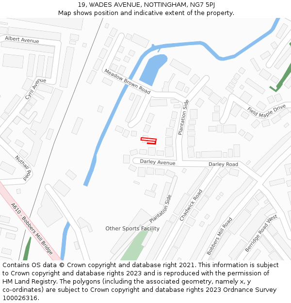 19, WADES AVENUE, NOTTINGHAM, NG7 5PJ: Location map and indicative extent of plot