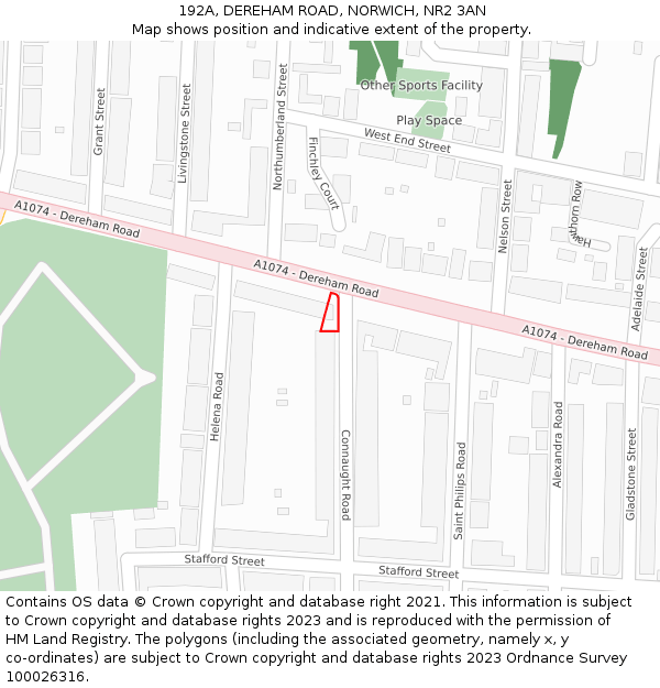 192A, DEREHAM ROAD, NORWICH, NR2 3AN: Location map and indicative extent of plot