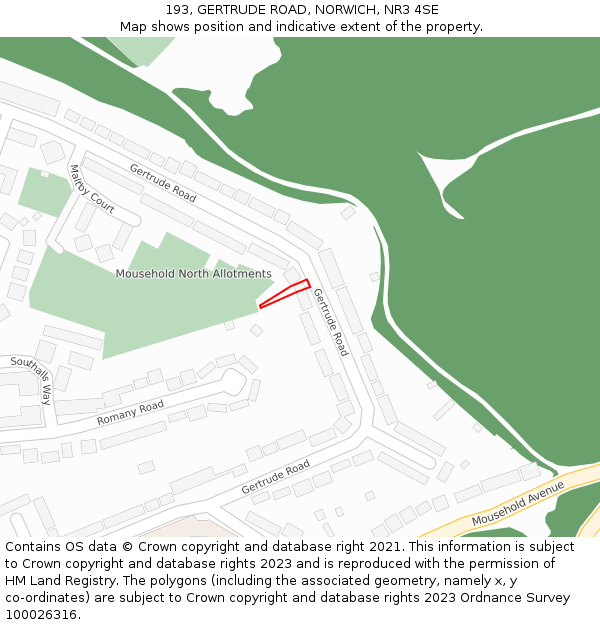 193, GERTRUDE ROAD, NORWICH, NR3 4SE: Location map and indicative extent of plot