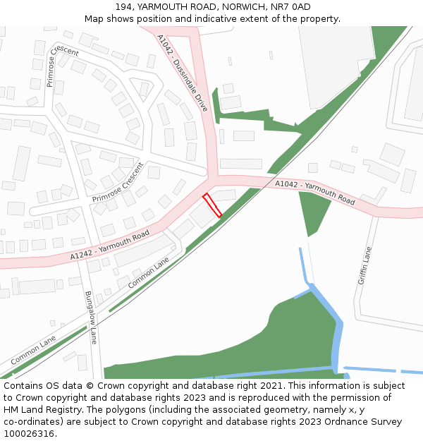 194, YARMOUTH ROAD, NORWICH, NR7 0AD: Location map and indicative extent of plot