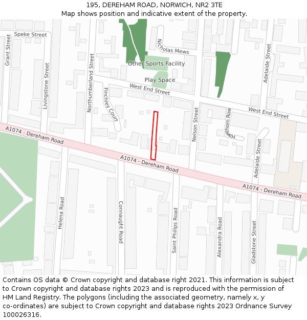195, DEREHAM ROAD, NORWICH, NR2 3TE: Location map and indicative extent of plot