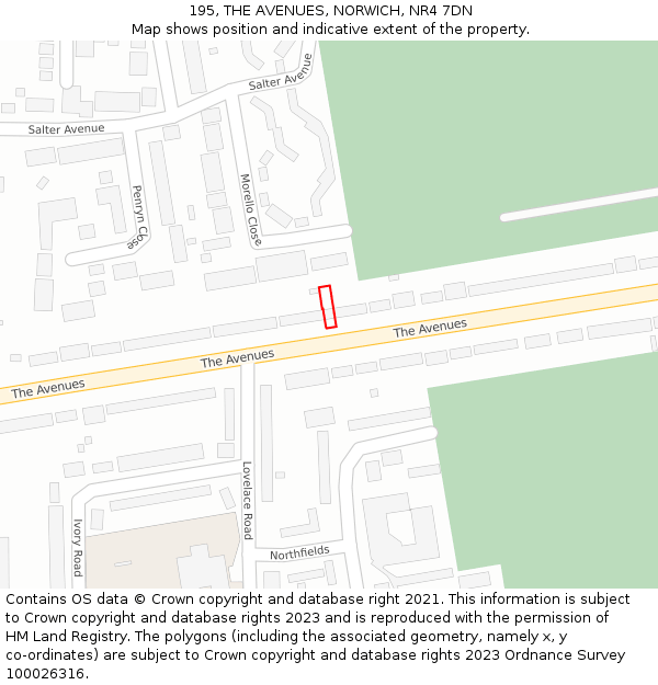 195, THE AVENUES, NORWICH, NR4 7DN: Location map and indicative extent of plot