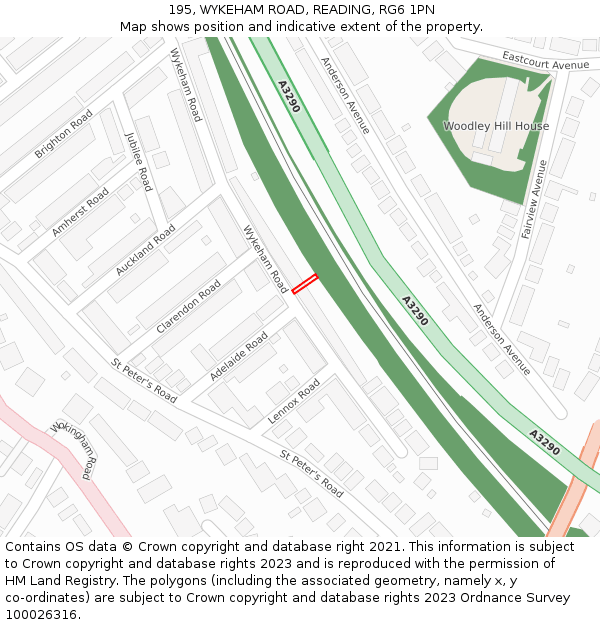 195, WYKEHAM ROAD, READING, RG6 1PN: Location map and indicative extent of plot
