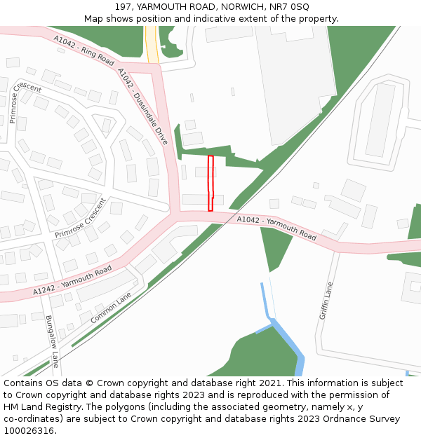 197, YARMOUTH ROAD, NORWICH, NR7 0SQ: Location map and indicative extent of plot