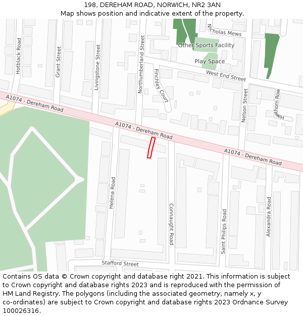 198, DEREHAM ROAD, NORWICH, NR2 3AN: Location map and indicative extent of plot