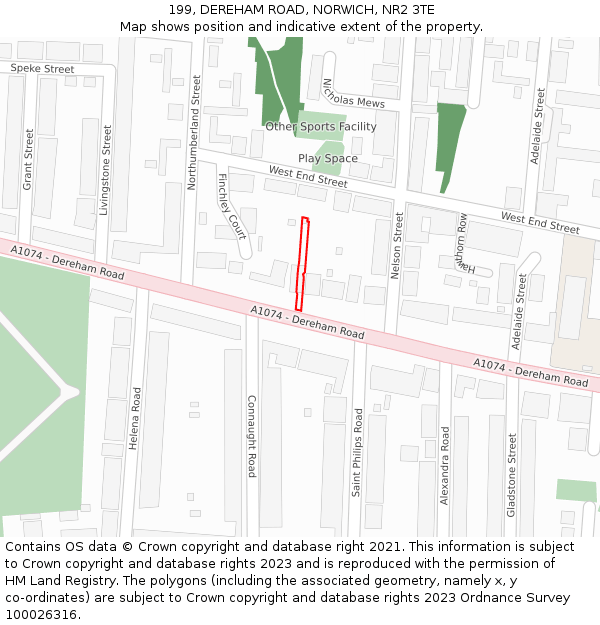 199, DEREHAM ROAD, NORWICH, NR2 3TE: Location map and indicative extent of plot