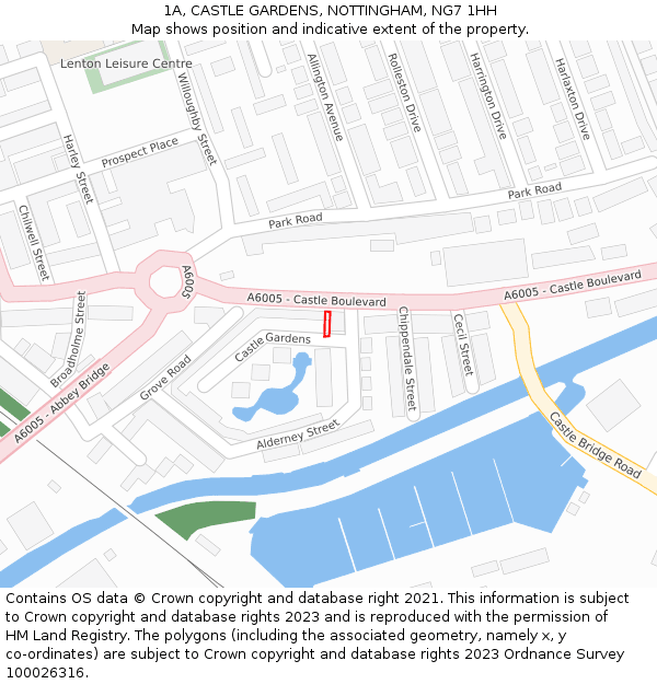 1A, CASTLE GARDENS, NOTTINGHAM, NG7 1HH: Location map and indicative extent of plot