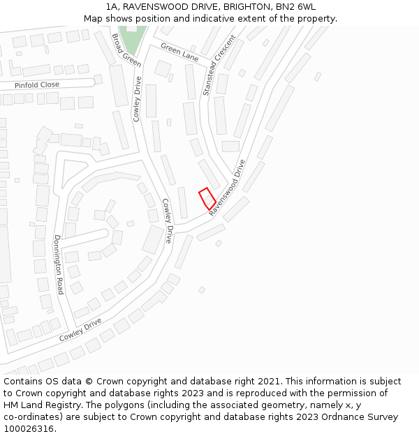 1A, RAVENSWOOD DRIVE, BRIGHTON, BN2 6WL: Location map and indicative extent of plot