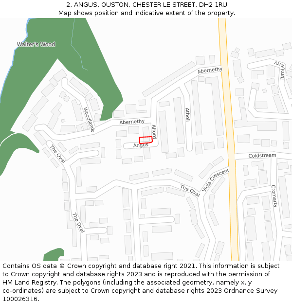 2, ANGUS, OUSTON, CHESTER LE STREET, DH2 1RU: Location map and indicative extent of plot