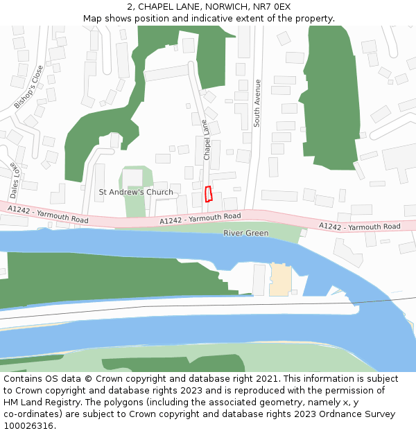2, CHAPEL LANE, NORWICH, NR7 0EX: Location map and indicative extent of plot