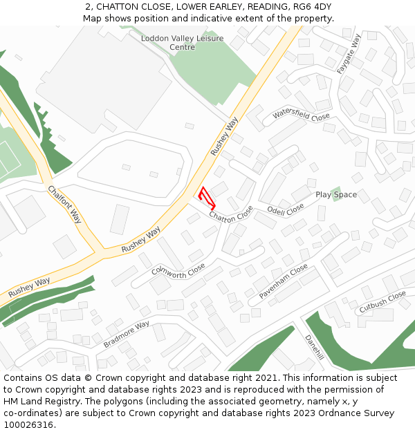 2, CHATTON CLOSE, LOWER EARLEY, READING, RG6 4DY: Location map and indicative extent of plot