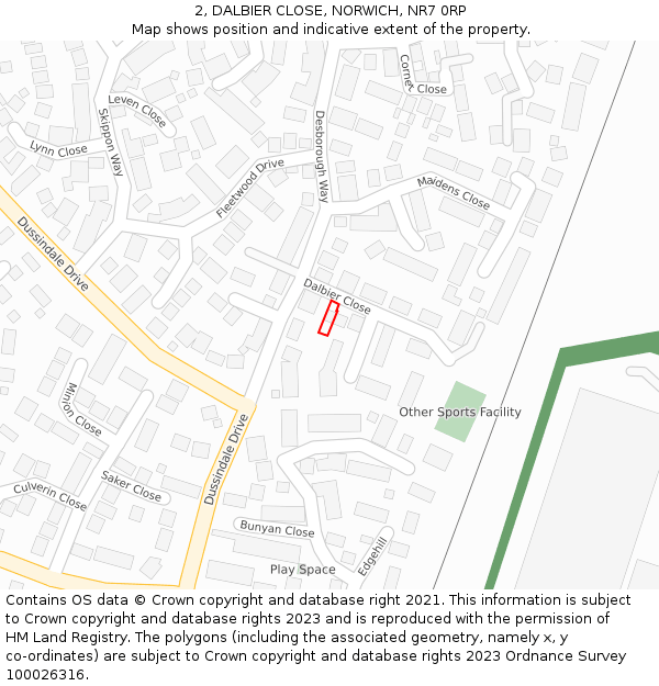 2, DALBIER CLOSE, NORWICH, NR7 0RP: Location map and indicative extent of plot