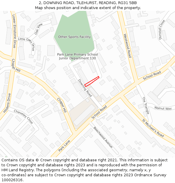 2, DOWNING ROAD, TILEHURST, READING, RG31 5BB: Location map and indicative extent of plot