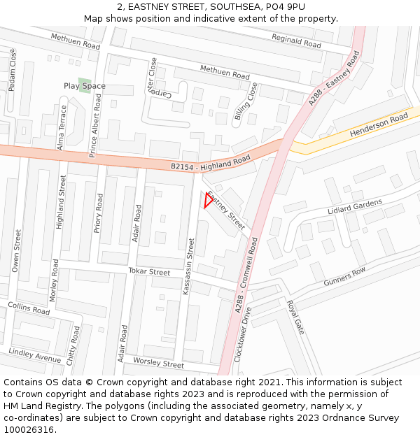 2, EASTNEY STREET, SOUTHSEA, PO4 9PU: Location map and indicative extent of plot