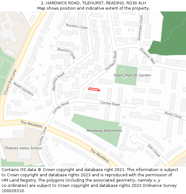 2, HARDWICK ROAD, TILEHURST, READING, RG30 4LH: Location map and indicative extent of plot