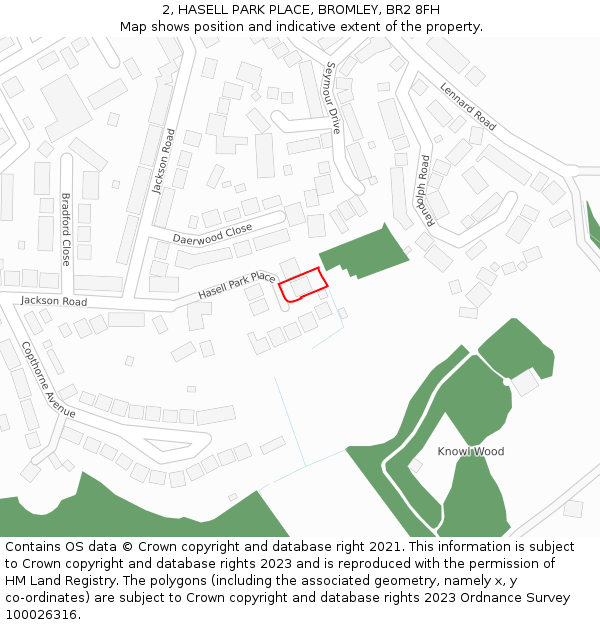 2, HASELL PARK PLACE, BROMLEY, BR2 8FH: Location map and indicative extent of plot