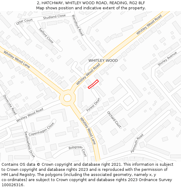 2, HATCHWAY, WHITLEY WOOD ROAD, READING, RG2 8LF: Location map and indicative extent of plot