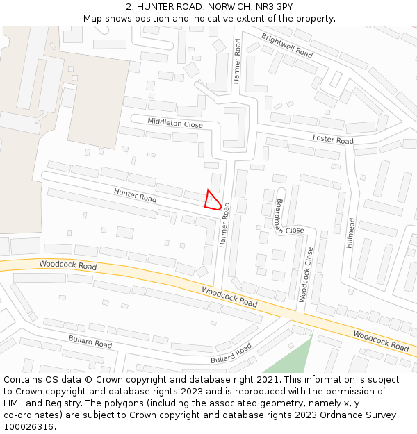 2, HUNTER ROAD, NORWICH, NR3 3PY: Location map and indicative extent of plot