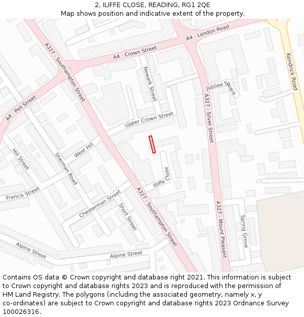 2, ILIFFE CLOSE, READING, RG1 2QE: Location map and indicative extent of plot