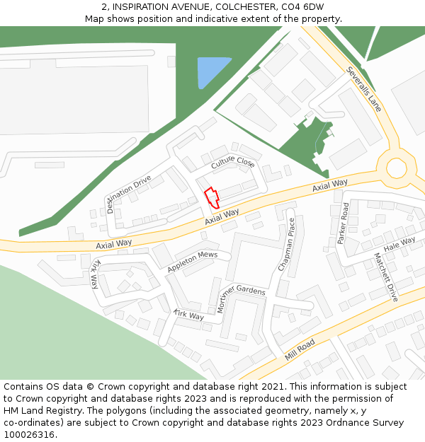 2, INSPIRATION AVENUE, COLCHESTER, CO4 6DW: Location map and indicative extent of plot