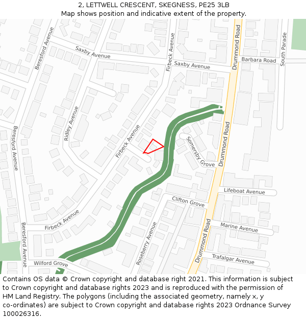 2, LETTWELL CRESCENT, SKEGNESS, PE25 3LB: Location map and indicative extent of plot