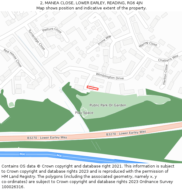2, MANEA CLOSE, LOWER EARLEY, READING, RG6 4JN: Location map and indicative extent of plot