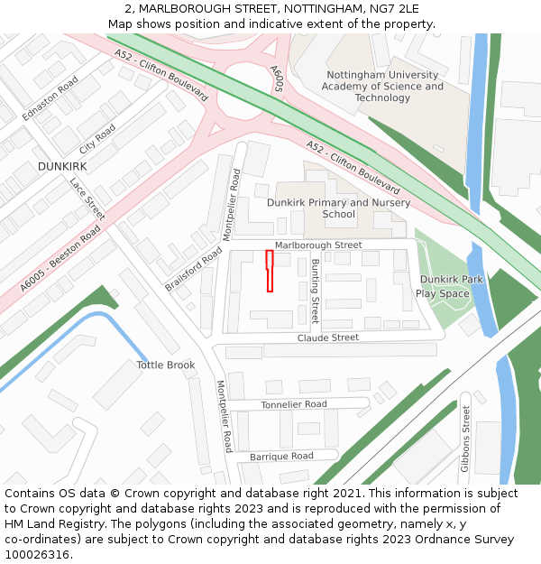 2, MARLBOROUGH STREET, NOTTINGHAM, NG7 2LE: Location map and indicative extent of plot