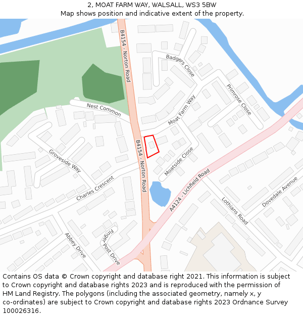 2, MOAT FARM WAY, WALSALL, WS3 5BW: Location map and indicative extent of plot