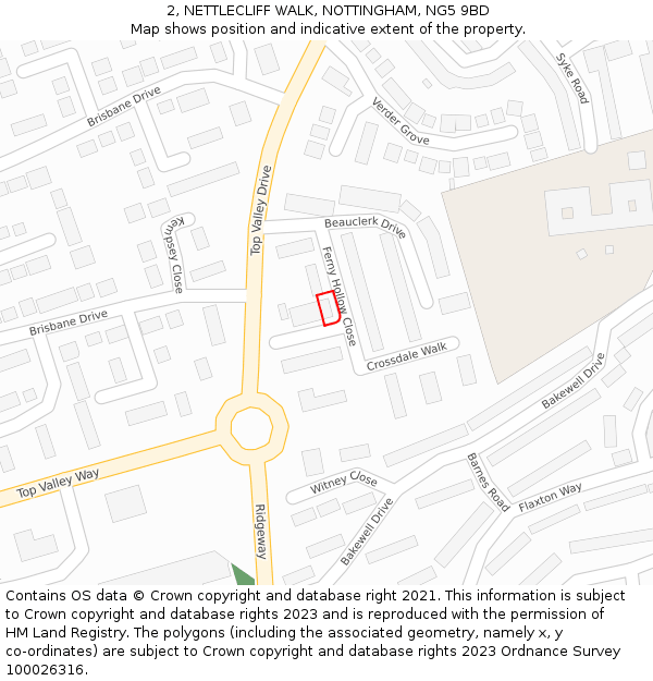 2, NETTLECLIFF WALK, NOTTINGHAM, NG5 9BD: Location map and indicative extent of plot