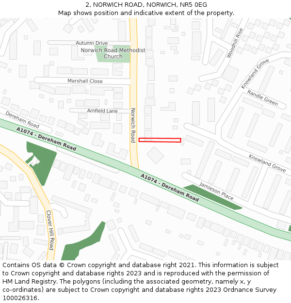 2, NORWICH ROAD, NORWICH, NR5 0EG: Location map and indicative extent of plot