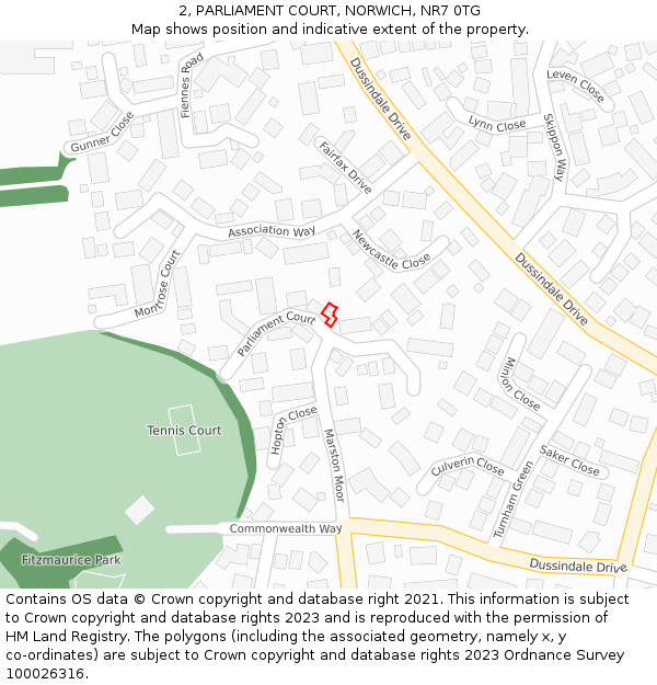 2, PARLIAMENT COURT, NORWICH, NR7 0TG: Location map and indicative extent of plot
