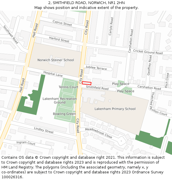 2, SMITHFIELD ROAD, NORWICH, NR1 2HN: Location map and indicative extent of plot