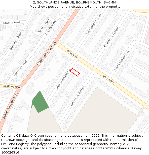 2, SOUTHLANDS AVENUE, BOURNEMOUTH, BH6 4HJ: Location map and indicative extent of plot