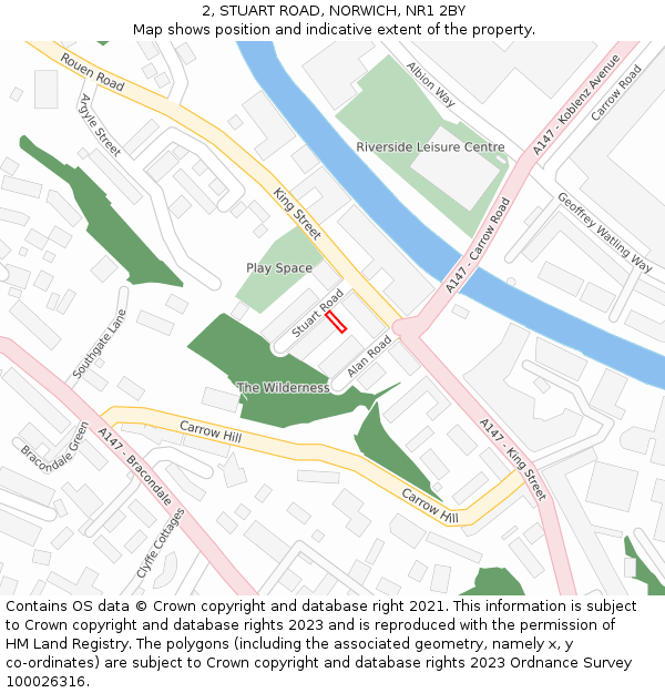 2, STUART ROAD, NORWICH, NR1 2BY: Location map and indicative extent of plot