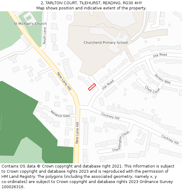 2, TARLTON COURT, TILEHURST, READING, RG30 4HY: Location map and indicative extent of plot