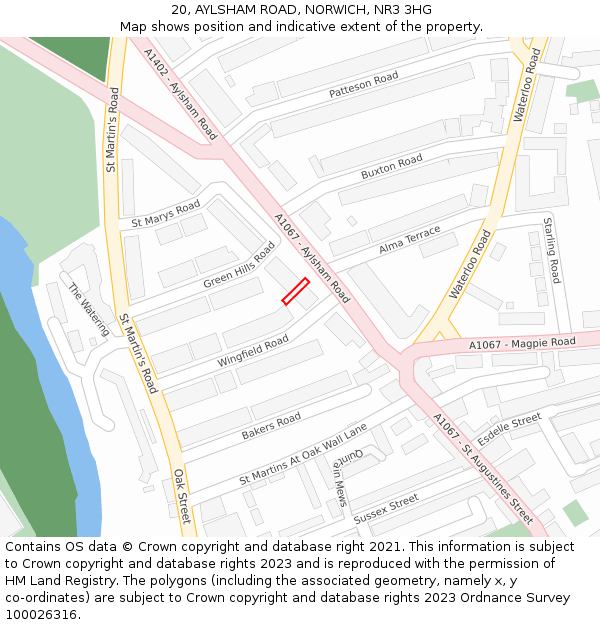 20, AYLSHAM ROAD, NORWICH, NR3 3HG: Location map and indicative extent of plot