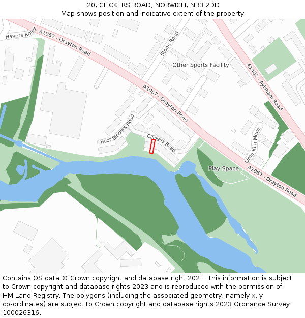20, CLICKERS ROAD, NORWICH, NR3 2DD: Location map and indicative extent of plot